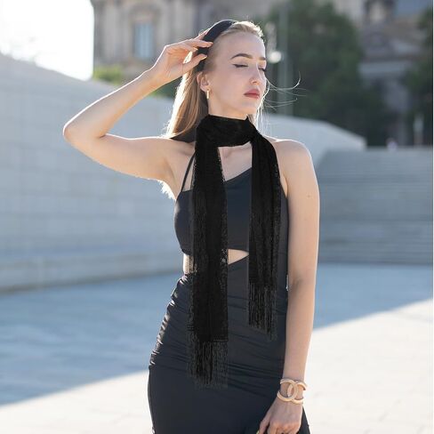 Black Floral Lace Shawl Wrap for Evening Dress, Women's Tassel Sheer Flower Wraps, Floral Lace Scarf, Lightweight Fringe Lace Scarf Wraps for Costume Party, Mesh Wedding Shawls in Saudi Arabia