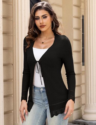 REDHOTYPE Women's Cardigans Open Front Long Sleeve Lace up Lightweight Cardigan Sweaters for Women S-XL in Saudi Arabia