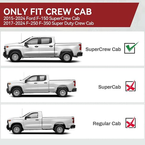 YITAMOTOR Running Boards & Side Steps Compatible with 2015-2024 Ford F150, 2017-2024 F250 F350 Super Duty Supercrew Cab, Black Powder Coated Nerf Bars, Two-Stair for Roof Operation in Saudi Arabia