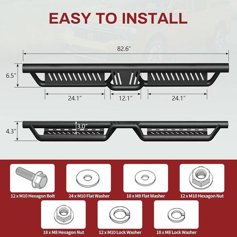 YITAMOTOR Running Boards & Side Steps Compatible with 2015-2024 Ford F150, 2017-2024 F250 F350 Super Duty Supercrew Cab, Black Powder Coated Nerf Bars, Two-Stair for Roof Operation in Saudi Arabia