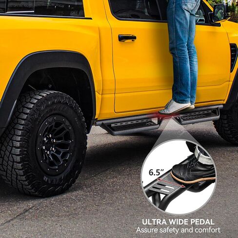 YITAMOTOR Running Boards & Side Steps Compatible with 2015-2024 Ford F150, 2017-2024 F250 F350 Super Duty Supercrew Cab, Black Powder Coated Nerf Bars, Two-Stair for Roof Operation in Saudi Arabia