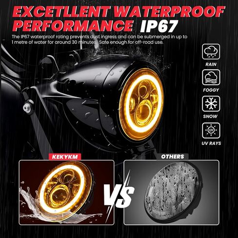 7 Inch Motorcycle LED Headlight 4.5" Fog Passing Light Fit For Harley Davidson Softail Deluxe Road King Street Glide Road Glide Ultra Limited Tri Tour Models DRL Halo Ring Angel Eye Chrome in Saudi Arabia