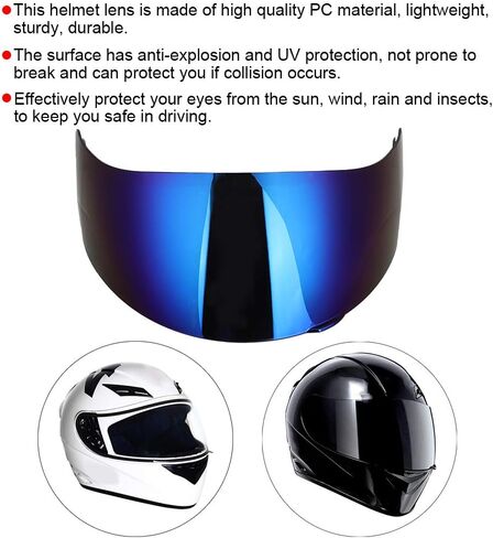 Helmet Lens Visor, Qiilu Motorcycle Visor, Full Face Motorcycle Visor Lens Windshield Replacement Fit for AGV K3SV K5(Blue) in Saudi Arabia