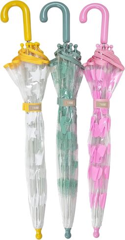 مظلة تولا للأطفال من 7 صباحًا - مظلة شفافة بحجم الأطفال، مقبض منحني سهل الإمساك، مادة خفيفة الوزن | مجموعة ملابس ضد المطر in Kuwait