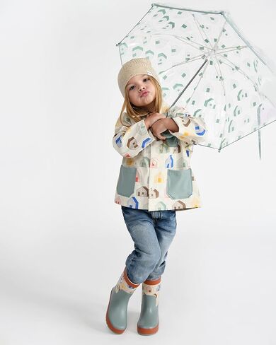 مظلة تولا للأطفال من 7 صباحًا - مظلة شفافة بحجم الأطفال، مقبض منحني سهل الإمساك، مادة خفيفة الوزن | مجموعة ملابس ضد المطر in Kuwait