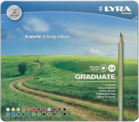 Lyra Graduate Colouring Pencils, 3.8mm Thick Lead, 12 Assorted Colours, Technical & Artistic Drawing, Cardboard Box, Ideal for Student Artists & Schools in Saudi Arabia