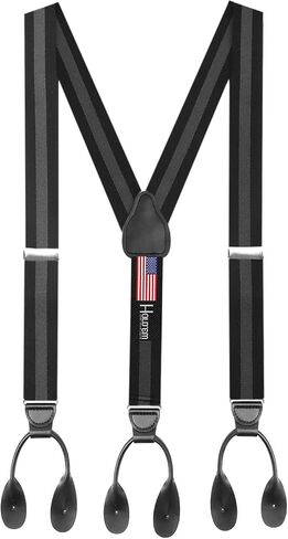 Hold’Em 1 ¼ Fancy Stripes and Solid Suspenders for Men – Y-Back Adjustable Leather Trimmed Button End in Saudi Arabia