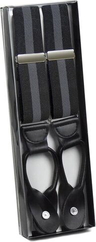 Hold’Em 1 ¼ Fancy Stripes and Solid Suspenders for Men – Y-Back Adjustable Leather Trimmed Button End in Saudi Arabia