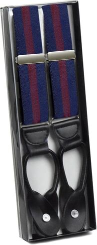 Hold’Em 1 ¼ Fancy Stripes and Solid Suspenders for Men – Y-Back Adjustable Leather Trimmed Button End in Saudi Arabia
