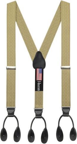 Hold’Em 1 ¼ Fancy Stripes and Solid Suspenders for Men – Y-Back Adjustable Leather Trimmed Button End in Saudi Arabia