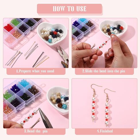 Unittype 600 Pcs Ball Head Pins Eye Pins Flat Head Pins with Plastic Box 50 mm Jewelry Making Pin Head Pins for Craft Earring Bracelet Necklace Pendant Making (Assorted Color,2 Inch) in Kuwait