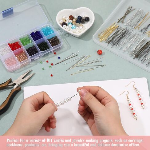 Unittype 600 Pcs Ball Head Pins Eye Pins Flat Head Pins with Plastic Box 50 mm Jewelry Making Pin Head Pins for Craft Earring Bracelet Necklace Pendant Making (Assorted Color,2 Inch) in Kuwait