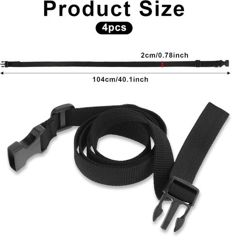 Buckle Straps, 4 Pcs Quick Release Adjustable Straps with Clips, 0.79''× 42'' Nylon Lashing Straps with Buckles, Fanny Pack Extender Strap for Travel, Hiking, Backpacking, Outdoor Sports (Black) in Saudi Arabia