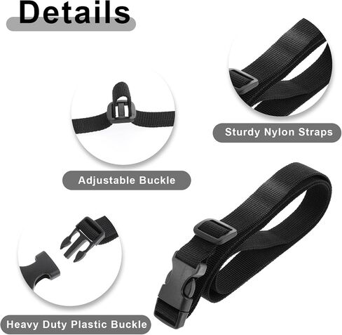 Buckle Straps, 4 Pcs Quick Release Adjustable Straps with Clips, 0.79''× 42'' Nylon Lashing Straps with Buckles, Fanny Pack Extender Strap for Travel, Hiking, Backpacking, Outdoor Sports (Black) in Saudi Arabia