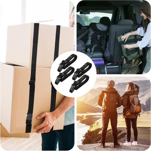 Buckle Straps, 4 Pcs Quick Release Adjustable Straps with Clips, 0.79''× 42'' Nylon Lashing Straps with Buckles, Fanny Pack Extender Strap for Travel, Hiking, Backpacking, Outdoor Sports (Black) in Saudi Arabia