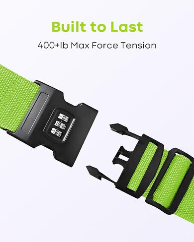 4-Pack Luggage Straps for Suitcases with Combination Lock, Heavy Duty Non-Slip Suitcase Belt, Adjustable Luggage Band Straps with Quick-Release Buckle Luggage Tag, Ensure Suitcase Security, Green in Saudi Arabia