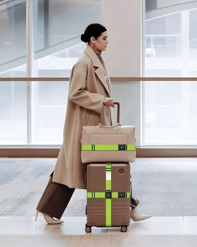 4-Pack Luggage Straps for Suitcases with Combination Lock, Heavy Duty Non-Slip Suitcase Belt, Adjustable Luggage Band Straps with Quick-Release Buckle Luggage Tag, Ensure Suitcase Security, Green in Saudi Arabia