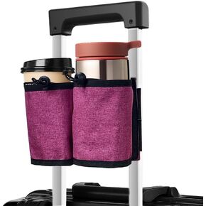 Travel Luggage Cup Holder, Airplane Drink Caddy Holder Attachment Bag, Portable Carry-on Drink Carrier, Travel Essentials Accessories for Flying Gifts (Grey)