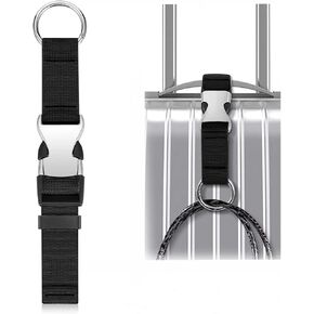 Luggage Straps 2 Pack Metal Key Ring Clips Set - 1.5" and 2" Key Rings, Add-A-Bag Luggage Strap Jacket Grippers, Small Carabiner Clips for Keychains, Purse, and Travel Accessories-Black