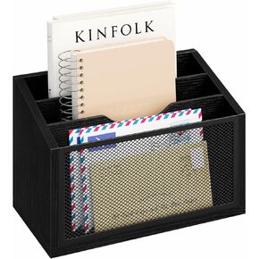 Mail Organizer, Mail Holder with 3 Slots, Mail Basket for Wall Table Desk Countertop, Envelope Holder for Home Office, Office Accessories Organizer for File Letter Paper Folder, Rustic Brown