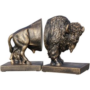 Set of 2 Polyresin Buffalo Bookend,Art bookend, Homedecor for Kids, Office Decor (Copper), FZ21004-C in Saudi Arabia