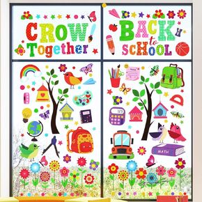 9 Sheets Back to School Decorations Window Clings Welcome Back to School Window Decals First Day of School Window Stickers for Classroom Party Decoration Supplies
