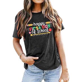 Happy First Day of School Shirt Women Teacher Shirts Teacher Life Shirt Appreciation Shirt Back to School Tee Top