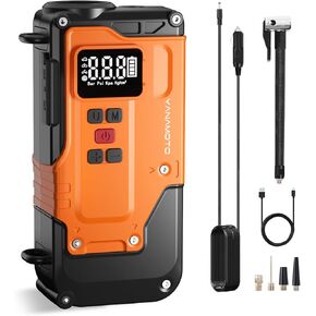 Tire Inflator Portable Air Compressor- 160PSI Cordless Air Pump, Portable Easy Operation Electric Tire Pump for Car, Motorcycle, E-Bike, Bicycle, Ball and More, with Tire Pressure Gauge and Dual Power