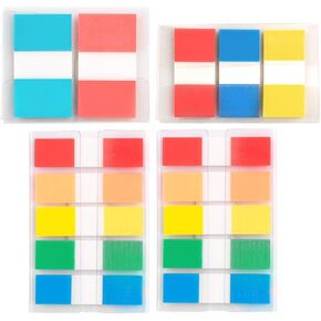 Leven Combo Pack Colored Index Tabs, 4 On-The-Go Dispensers, 3 Sizes, 300 Flags Total, Assorted Color Fluorescent Flags, Sticky Notes for Page Markers
