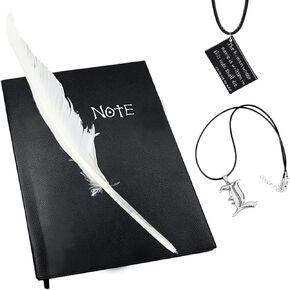 4 PCS Set Notebook L Necklace Book Chain Feather Pen Anime Accessories for Teens Dress Up Lovers