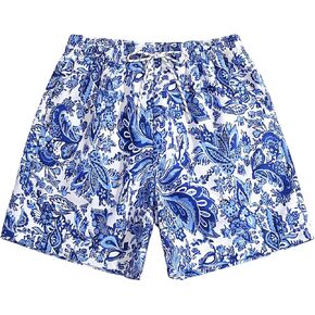 WDIRARA Men's Graphic Print Drawstring Elastic Waist Summer Beach Pockets Shorts with Lined