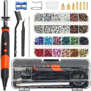 أداة تطبيق حجر الراين للإصلاح العاجل، مجموعة أدوات Catcan Bedazzler مع أحجار الراين للملابس، مجموعة أحجار الراين للإصلاح العاجل مع صندوقين أحجار الراين الكريستالية AB، 7 نصائح، ملاقط، منتقي المجوهرات، الصواني، DIY للحرف اليدوية