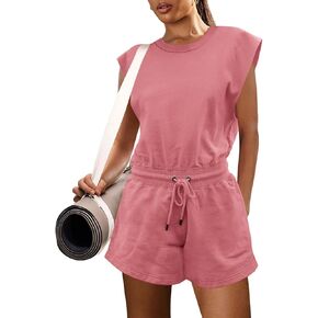 LAMISSCHE Womens Workout Romper with Pockets Sleeveless One Piece Short Jumpsuits Casual Open Back Onesie in Kuwait