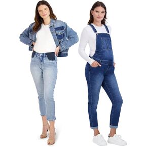 Women's Maternity Jeans Over The Belly & Maternity Overalls Bundle, Pregnant Women Must-Haves, Maternity Clothes