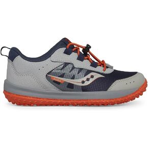 Saucony Aura Kidz Sneaker, Grey/Orange/Navy, 2 Wide US Unisex Big_Kid