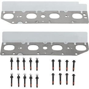 Left and Right Exhaust Manifold Gasket Bolt Stud Nut Set Compatible with 2009-2020 Dodge Challenger Ram 1500 2500 3500 Chrysler 300 Jeep Commander Grand Cherokee 5.7L Replaces 6505316AA