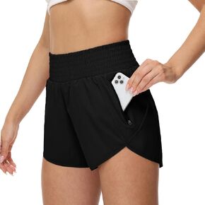 Aurefin High Waisted Athletic Shorts for Women, Quick Dry Running Shorts with Pocket and Liner Gym Workout Shorts for Summer