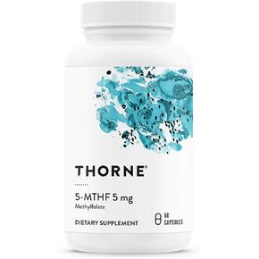 THORNE 5-MTHF - Methylfolate (Active B9 Folate) Supplement - Supports Cardiovascular Health, Fetal Development, Nerve Health, Methylation, and Homocysteine Levels - 60 Capsules - 5-MTHF 5mg