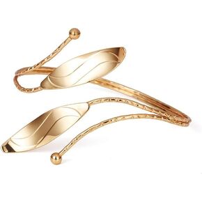 Dainty Upper Arm Cuff Bracelets for Women, Spiral Coil Hammered Wrap Armband Bangle Charm Upper Armlet Adjustable Spiral Coil Jewelry Gift for Women