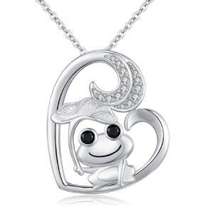 Frog Necklace For Women 925 Sterling Silver Lotus Leaf Necklace Frog Jewelry Pendant Necklace Gifts For Frog Lovers