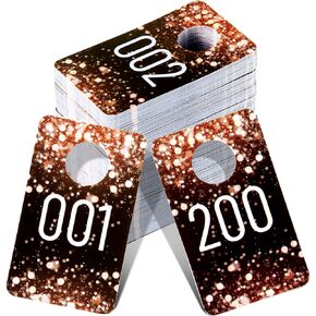 Jetec 200 Pieces Live Plastic Number Tags, Consecutive Reusable Normal and Mirrored Image Number Tags for Live Coat Room Hanger Cards (Blue)