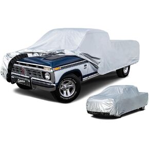 Kayme 6 Layers Truck Cover Waterproof All Weather, Heavy Duty Outdoor Pickup Cover Sun Uv Rain Protection, Universal Fit for Chevy C10 S10, Ford F100 Ranger Maverick,etc (Length Up to 210 inch) M
