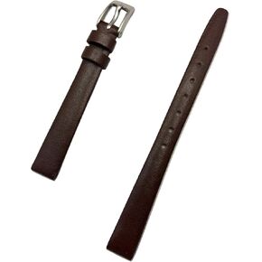 10mm Brown Genuine Calfskin Leather Watchband | Flat, Elegant Replacement Watchstrap that brings New Life to Any Watch (Womens Standard Length)
