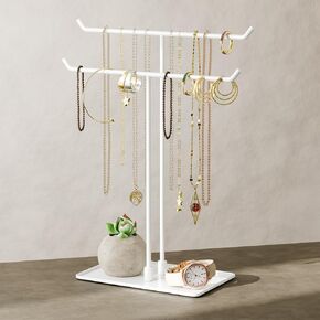 Necklace Stand Aesthetic Necklace Holder: White Metal Necklace Organizer for Home Decor