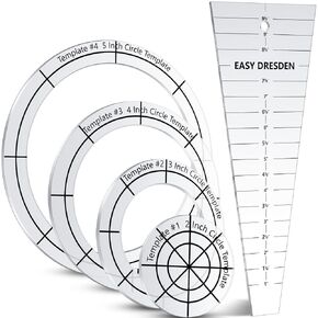 5 Pcs Acrylic Quilting Template Ruler 10 Inch Dresden Plate Template for Quilting Blanket Making Clothing Craft DIY(Yellow Green)