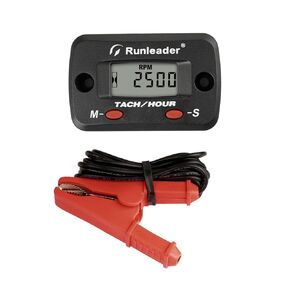 Runleader LCD Hour Meter Tachometer with Alligator Clip,Maintenance Reminder for Lawn Mower Generator Motorcycle ATV Outboard Motor Jetski Chainsaw etc.