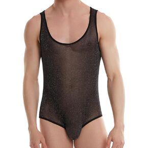 MIZOK Men's Sexy Solid Leotard Bodysuit Wrestling Singlet One Piece Thong Undershirt