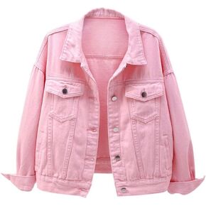 Womens Casual Cute Solid Long Sleeve Denim Jean Trucker Jacket Coat Outerwear