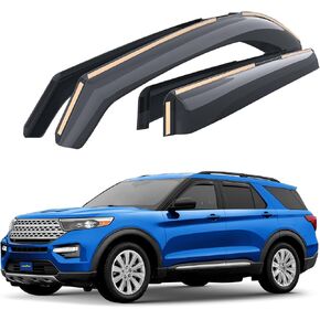 Goodyear Shatterproof in-Channel Window Deflectors for Ford Explorer 2020-2024, Rain Guards, Window Visors for Cars, Vent Deflector, Car Accessories, 4 pcs - GY008030