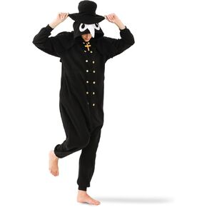 Plague Doctor Adult Onesie Pajamas Cosplay Halloween Costume Sleepwear Jumpsuit Costume for Women Men